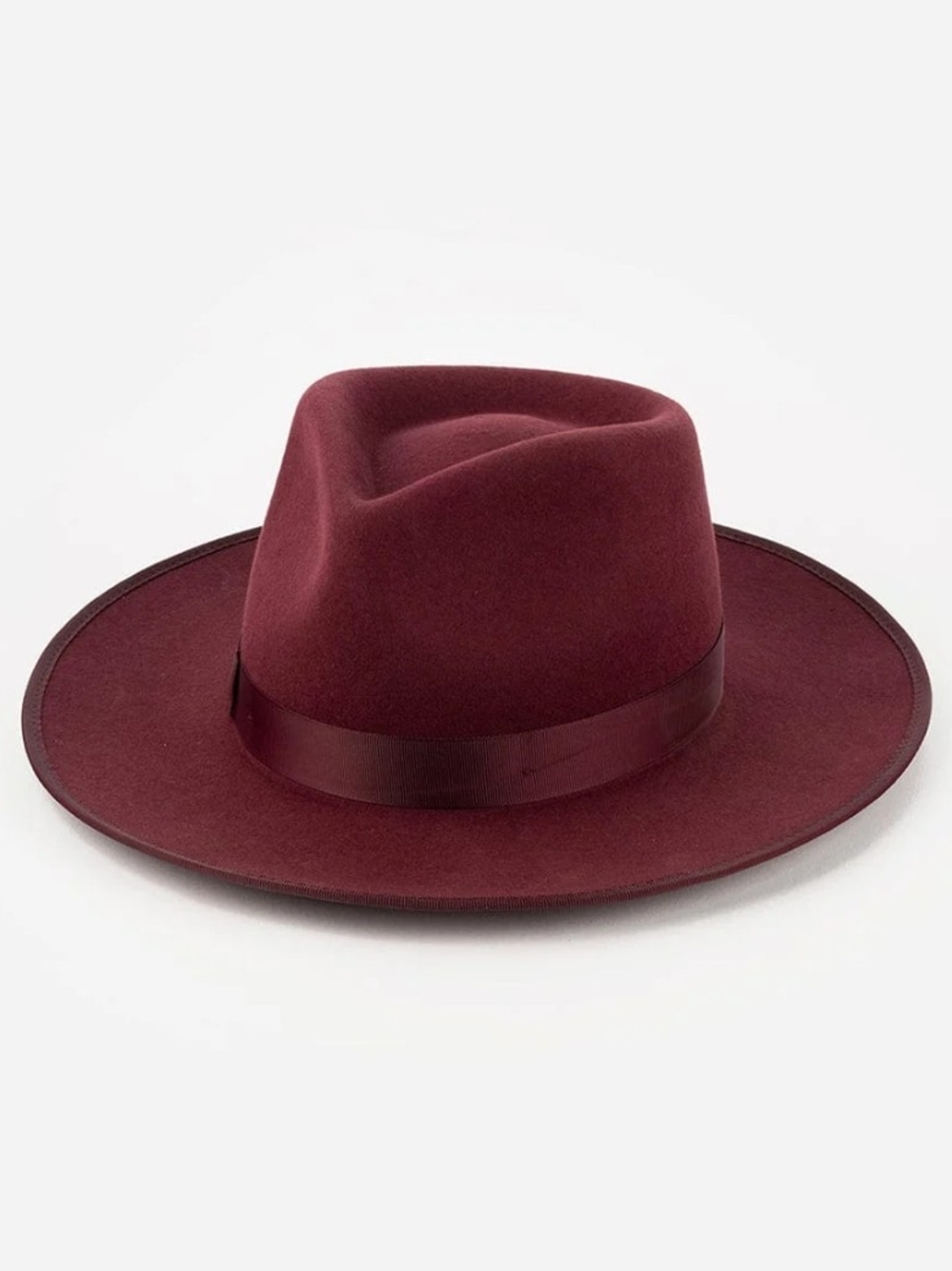 Gigi Pip Monroe Rancher Wide Brim Fedora Hat in Rich Merlot Burgundy